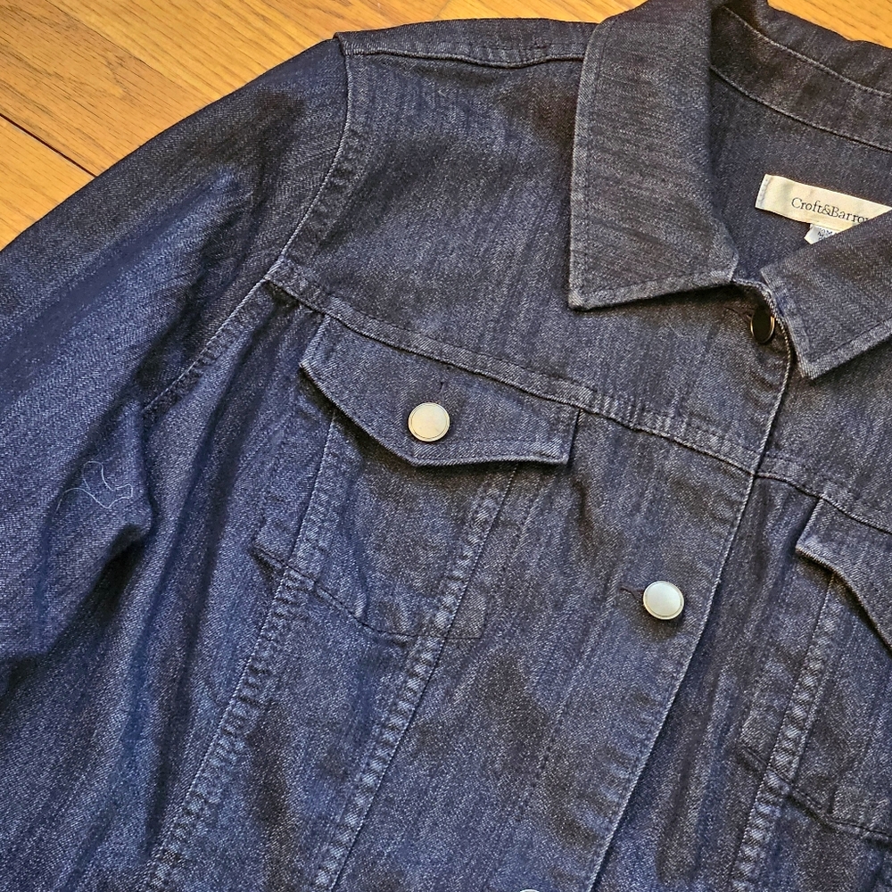 Croft & Barrow Casual Jean Jacket, Womens Plus 1X Dark Wash Denim - Picture 8 of 13